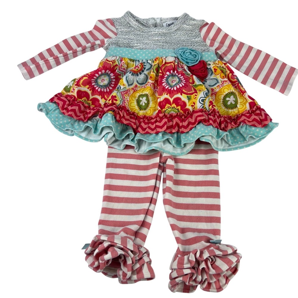 Counting Daisies Girls 12M Tunic Leggings Set Floral Ruffle Mixed Print F149808